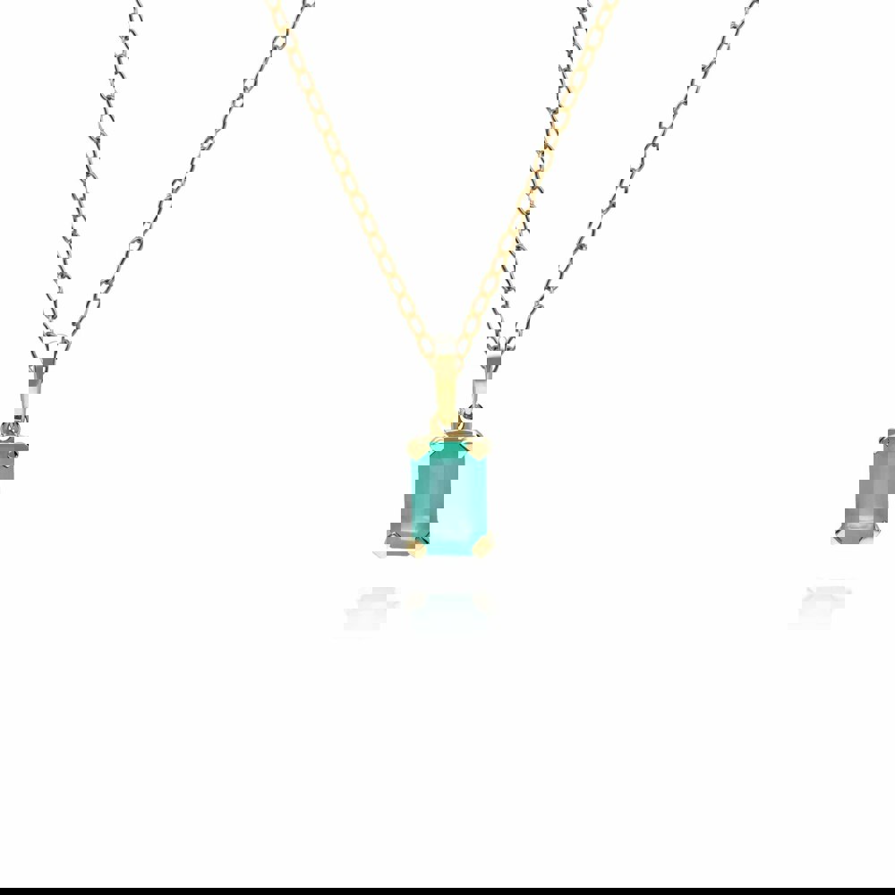 135P1571019 Classic Baguette Emerald Pendant in 9ct Yellow Gold 1