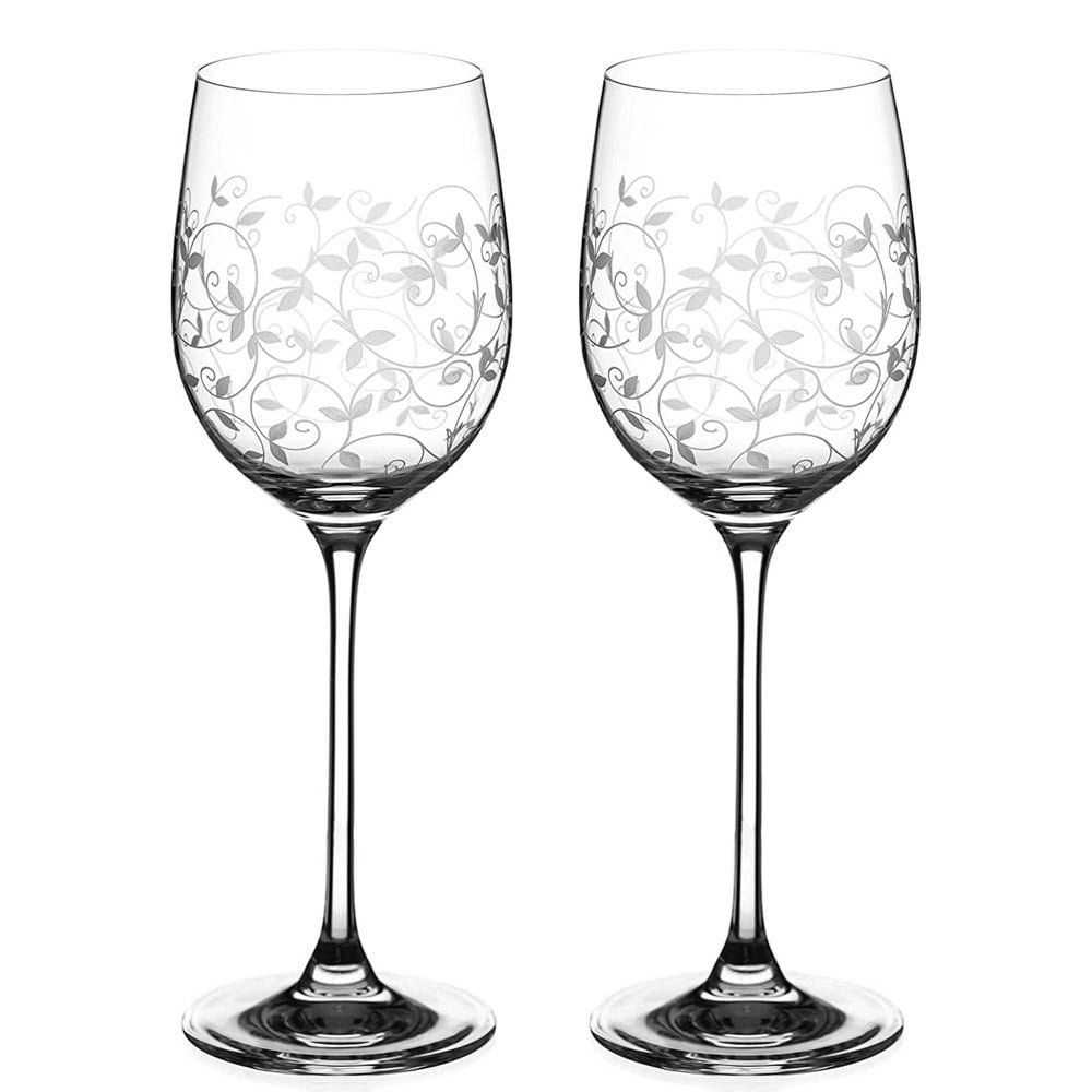 Diamante Floral Moda White Wine Glasses - Set of 2