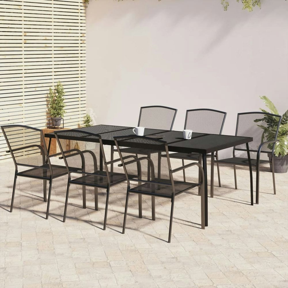 Berkfield 7 Piece Garden Dining Set Anthracite Steel