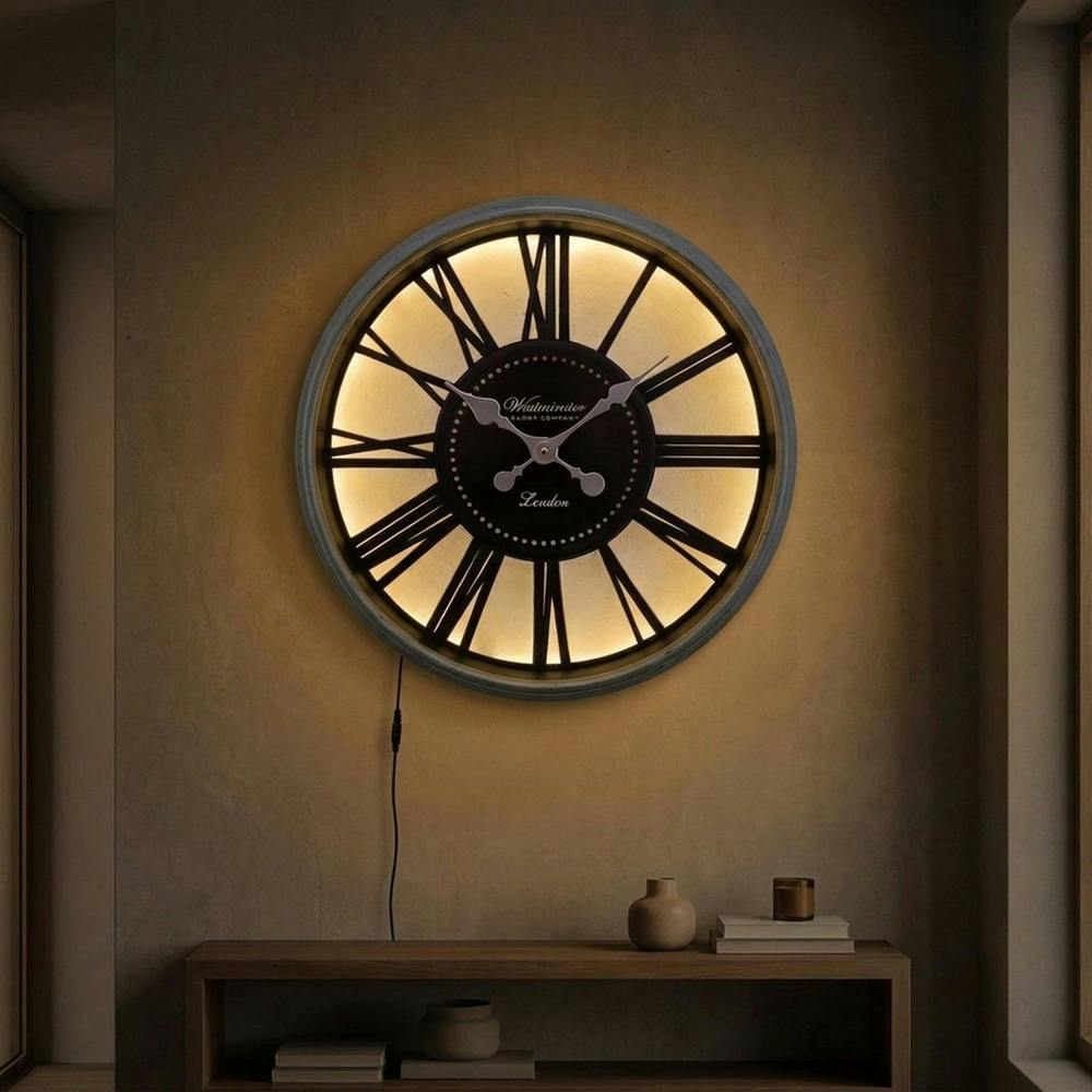 Garden Greatness Contemporary Gun Metal LED Wall Clock