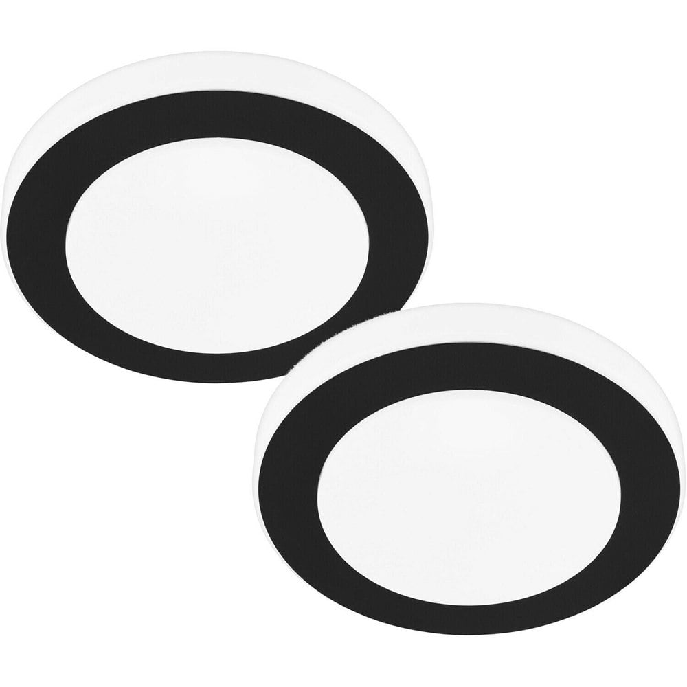 2 PACK Wall Flush Ceiling Light Colour Black White Shade White Plastic LED 11W Loops