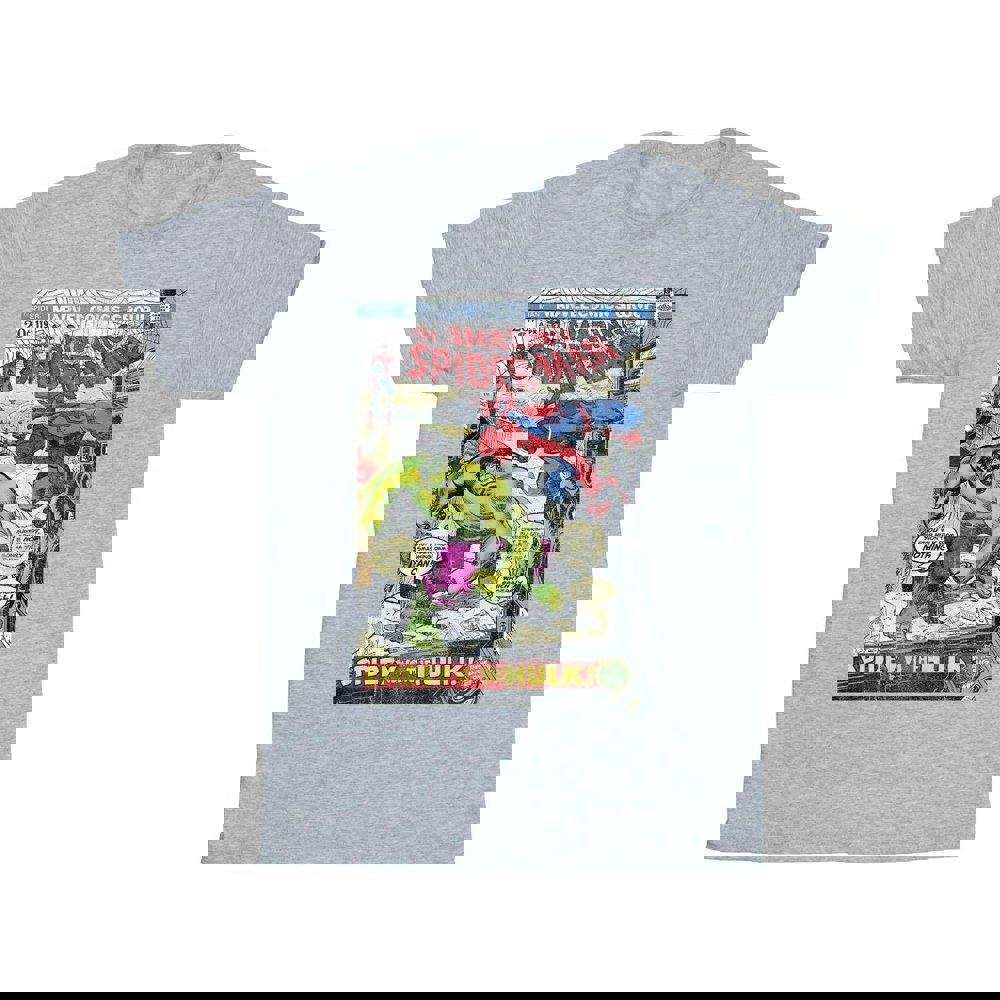 Marvel Boys Spider-Man VS Hulk Cover T-Shirt - Sports Grey