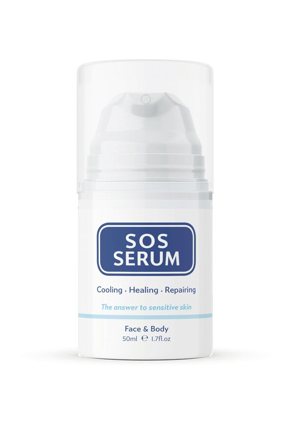 SOS Serum on white background