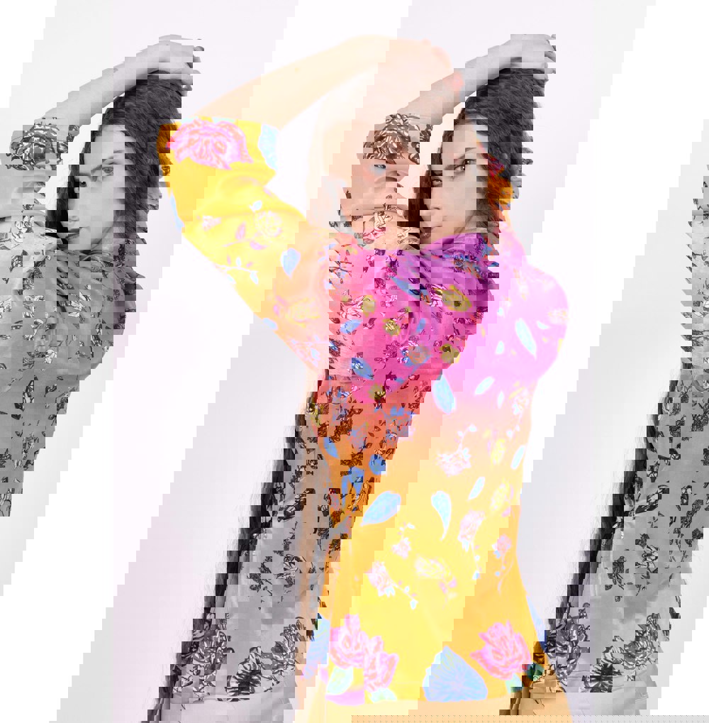 Emre Tamer-London Barbie Rosa Floral Hand Painted Wrap Blazer