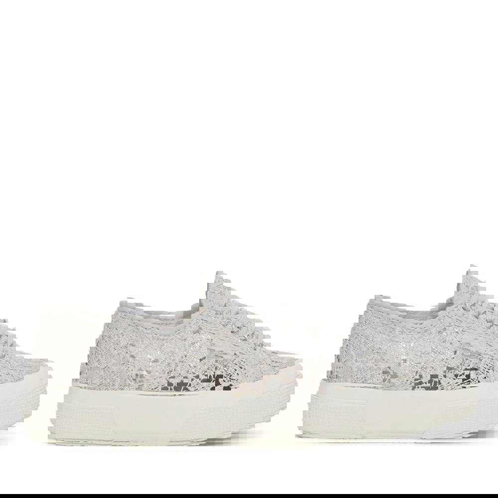 Superga Womens/Ladies 2750 Macramé Trainers - Grey Silver/Avorio