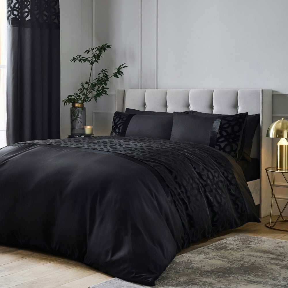 Catherine Lansfield Lattice Cut Velvet Duvet Cover Set
