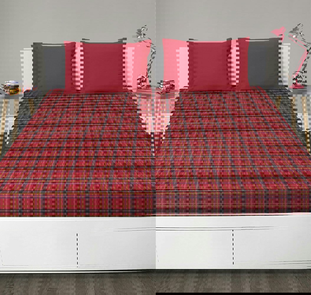 Velosso Check Cotton Blend Fitted Sheet