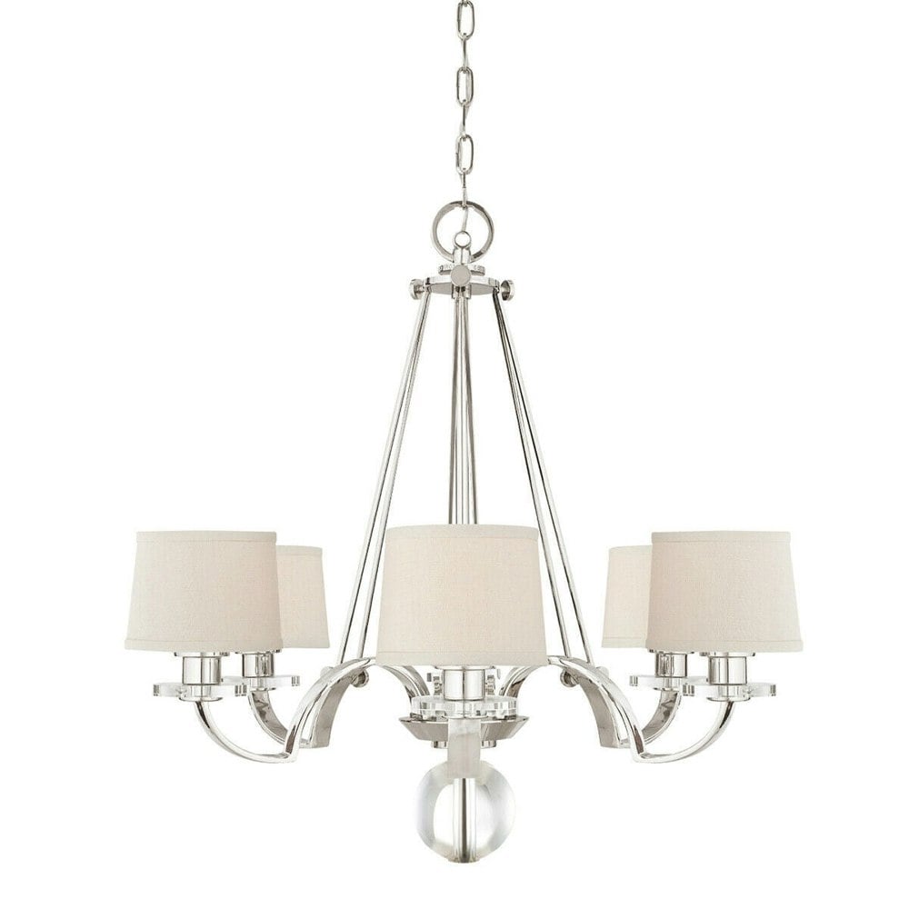 6 Bulb Chandelier Hanging Pendant LIght Imperial Silver LED E27 60W Bulb Loops