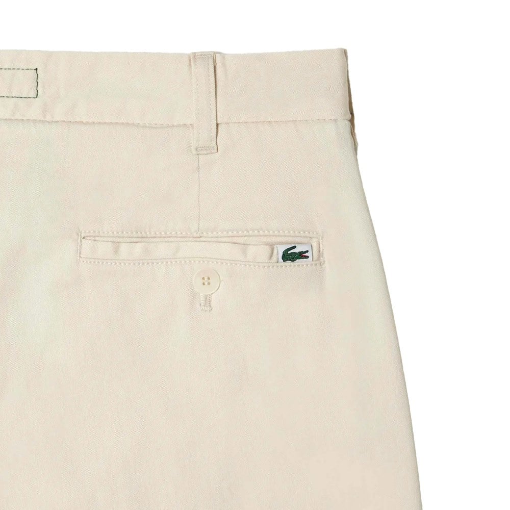 Lacoste Mens Cotton Stretch Tapered Chinos - Cream