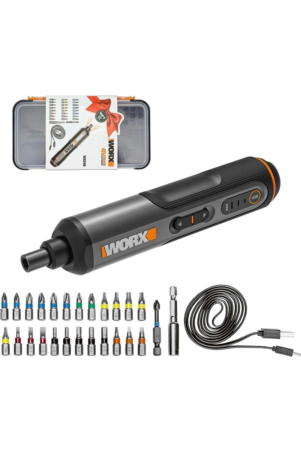 WORX 4V Cordless Screwdriver Pen With 24 Piece Screwbit Set