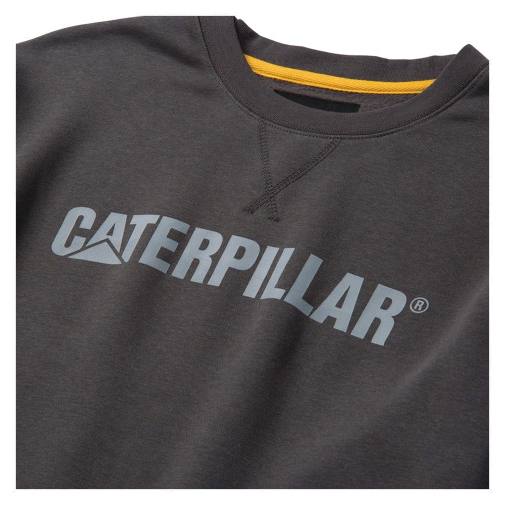 Caterpillar Mens Logo Midweight Crew Neck Jumper - Magnet