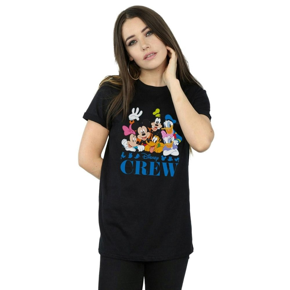 Disney Womens/Ladies Mickey Mouse Disney Friends Cotton Boyfriend T-Shirt - Black