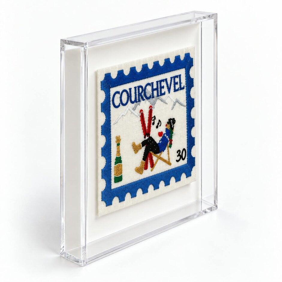 Lilly Loves Courchevel Embroidered Postcard Artwork