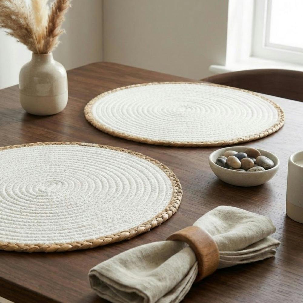 Garden Greatness 2 Pack Woven Rim Dining Placemats
