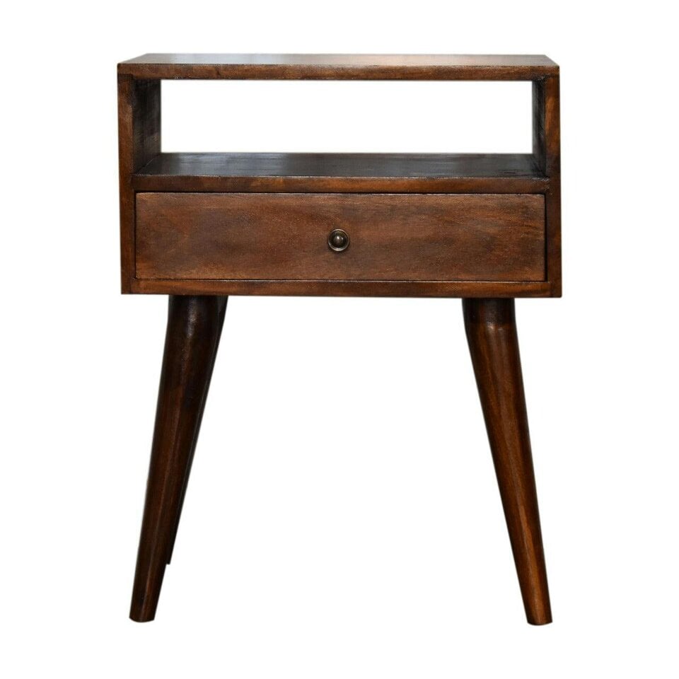 Wyld Haus Chioggia Rustic Chestnut Solid Wood Bedside Drawer and Open Shelf