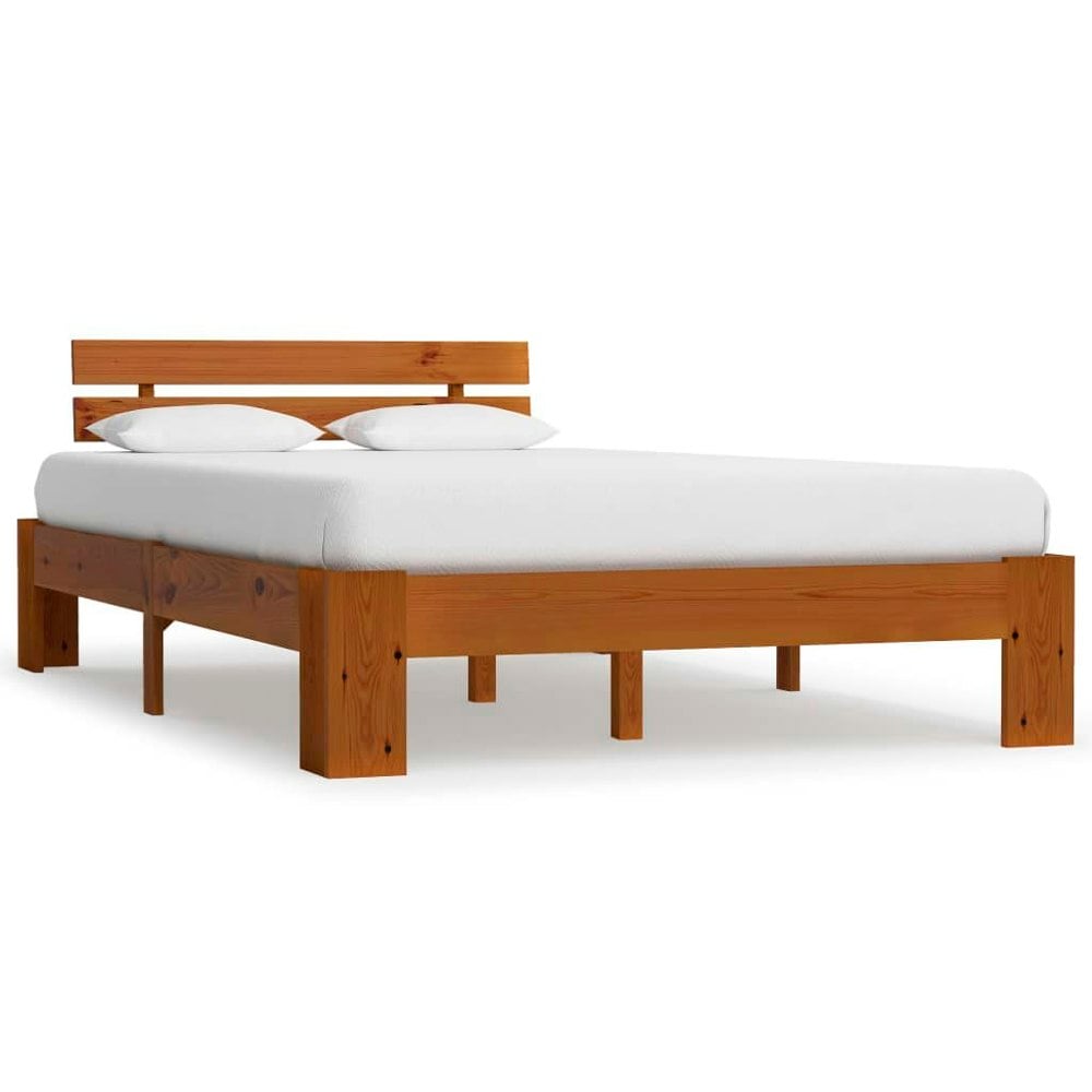 Berkfield Bed Frame Honey Brown Solid Pine Wood 140x200 cm