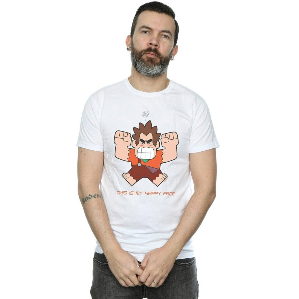 Disney Mens Wreck It Ralph Happy Face T-Shirt - White
