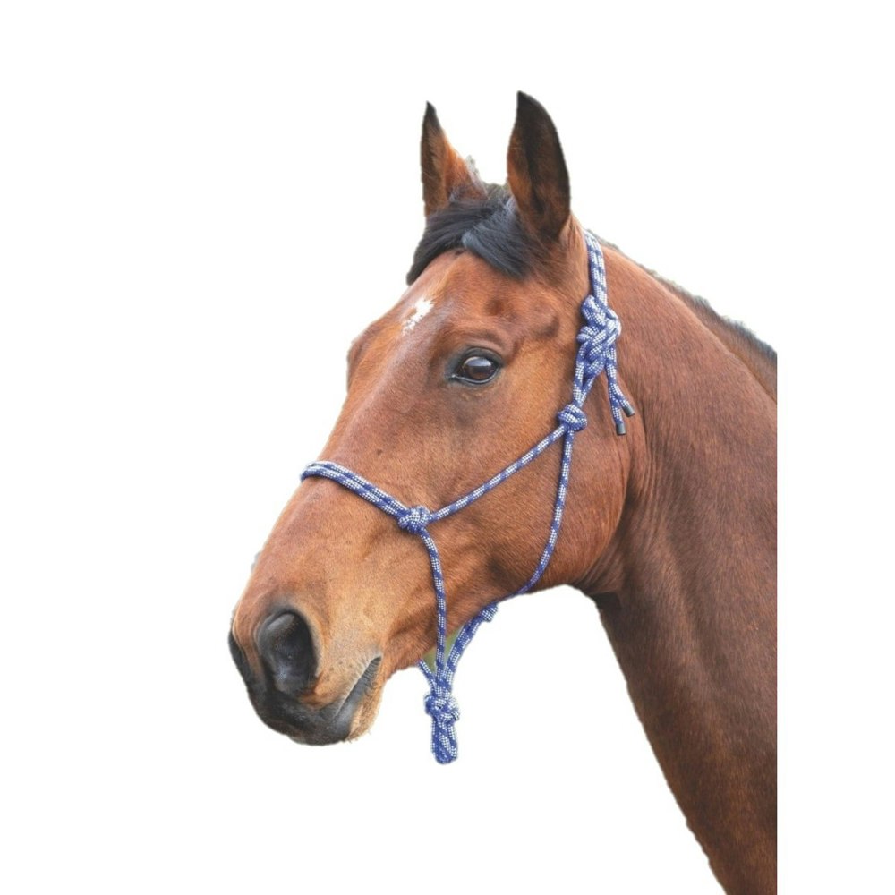 Shires Rope Horse Headcollar - Navy/White