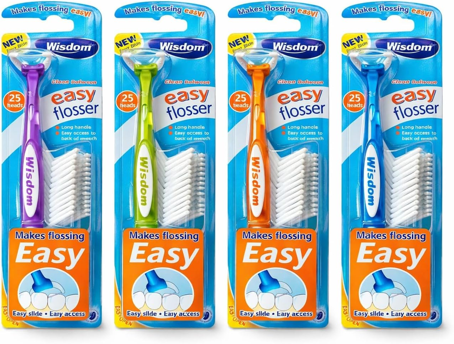 Wisdom Easy Floss Daily Flosser - 3 packs (3 Handles + 75 Disposable Flossers Total)