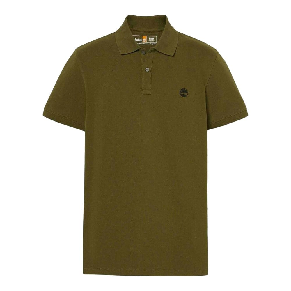 Timberland Mens Oyster River Logo Short-Sleeved Polo Shirt - Olive