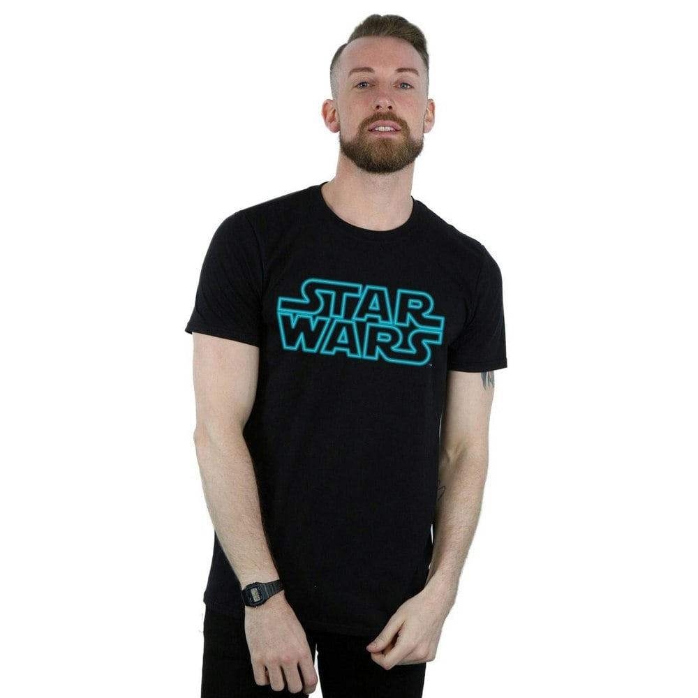 Star Wars Mens Neon Sign Logo T-Shirt - Black
