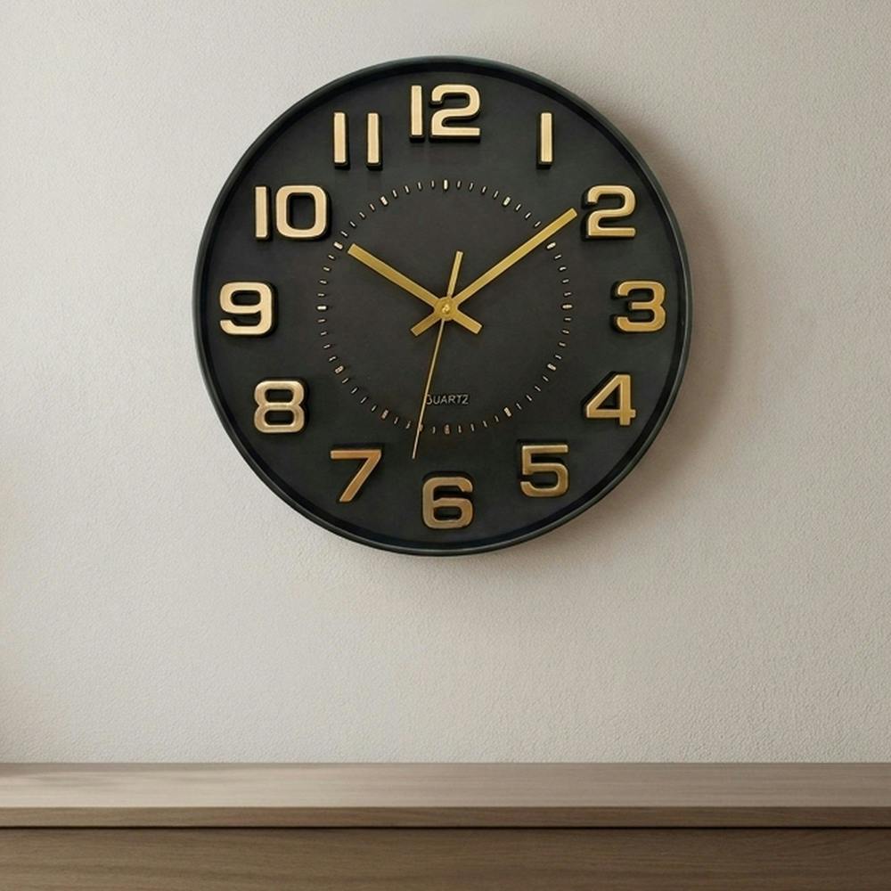 Garden Greatness Contemporary Black & Gold Wall Clock