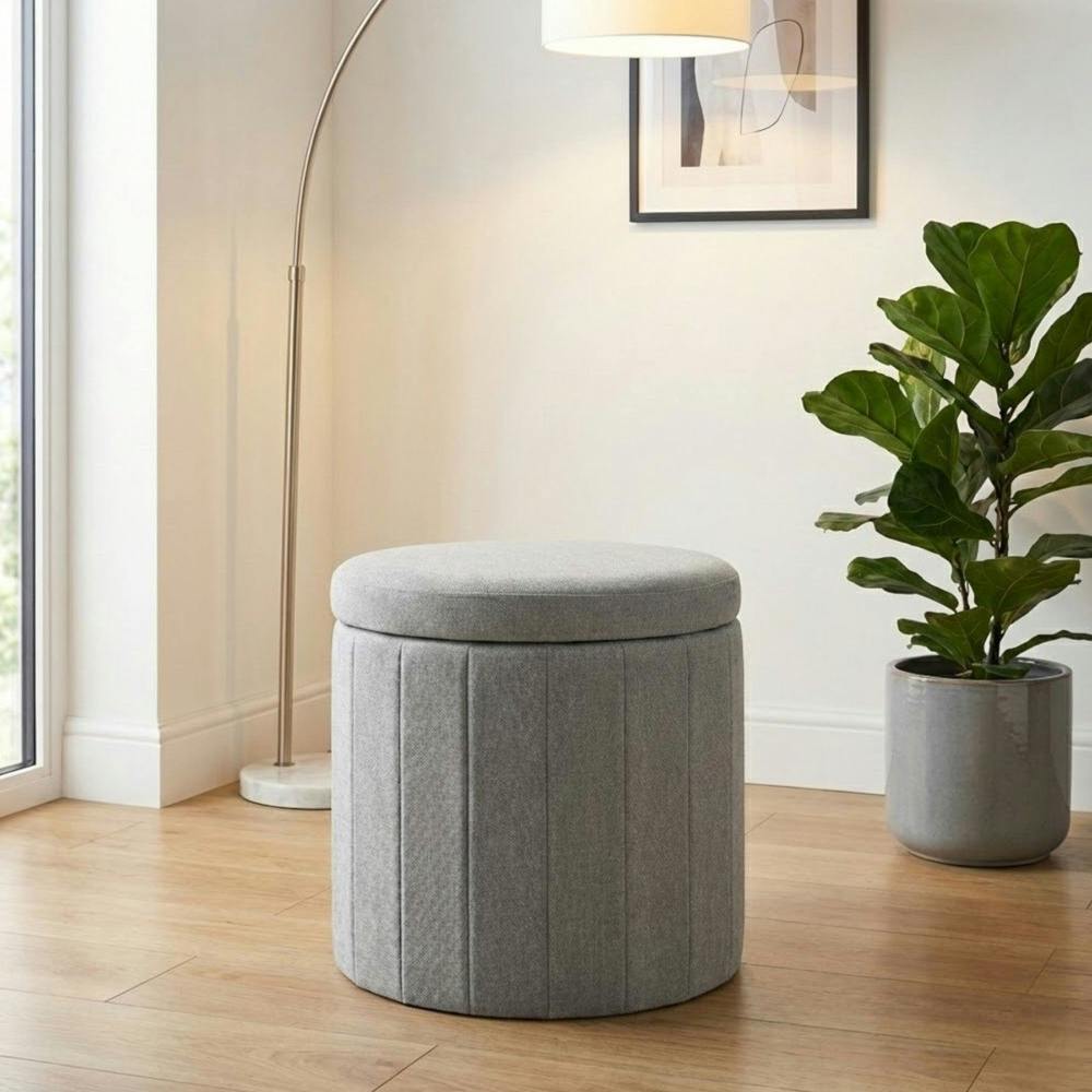 Garden Greatness Soft Grey Fabric Ottoman Storage