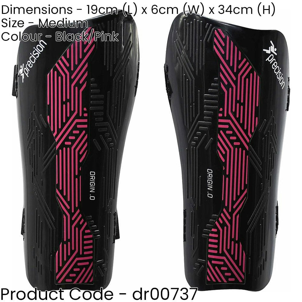 M - Football Shin Pad Guards - BLACK/PINK - High Impact Wrap Around Leg Cover