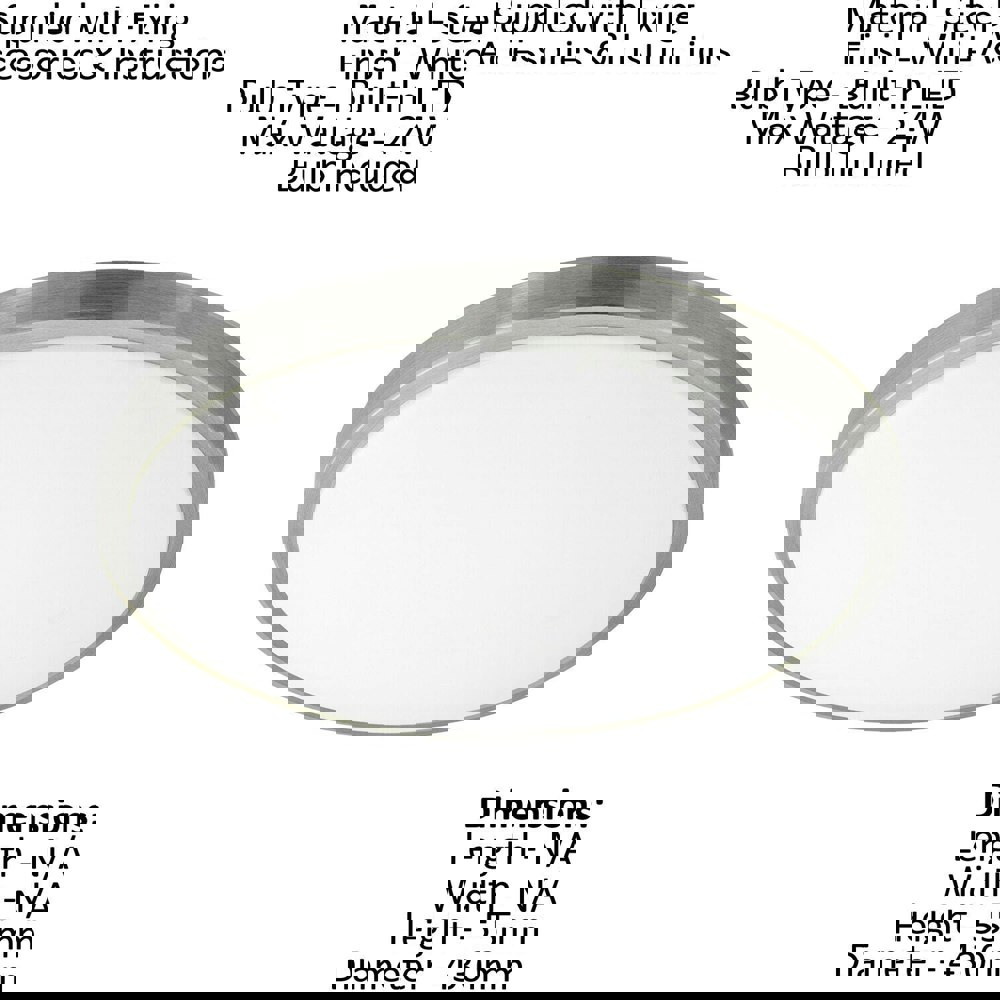 2 PACK Wall Flush Ceiling Light White Shade White Satined Nickel Plastic LED 24W Loops