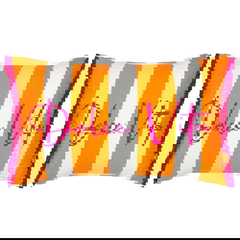 Furn Dolce Vita Velvet Stripe Cushion Cover - Orange/Pink