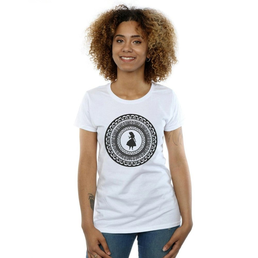 Disney Womens/Ladies Alice In Wonderland Circle Cotton T-Shirt - White