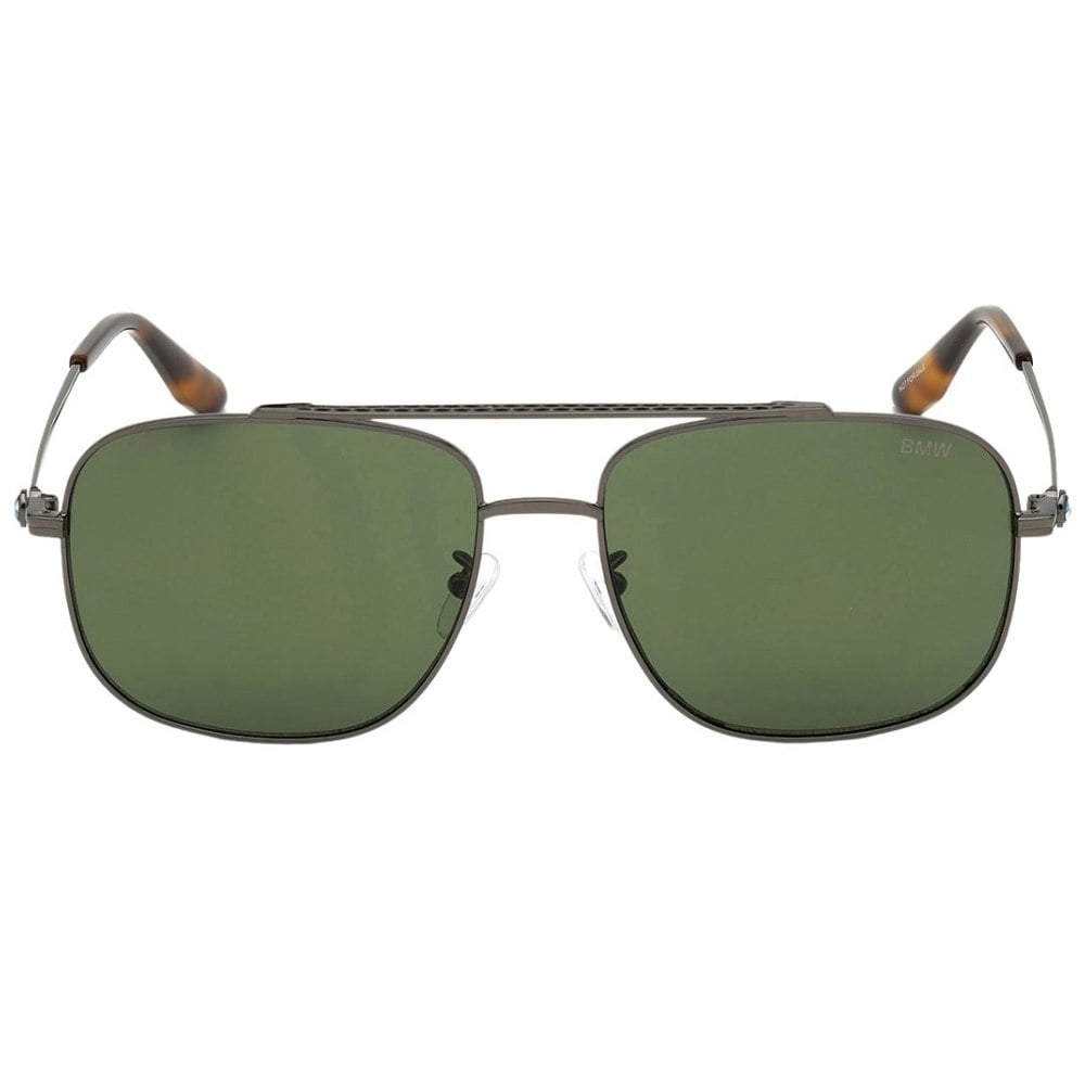 BMW Shiny Gunmetal Framed Green Lensed Sunglasses