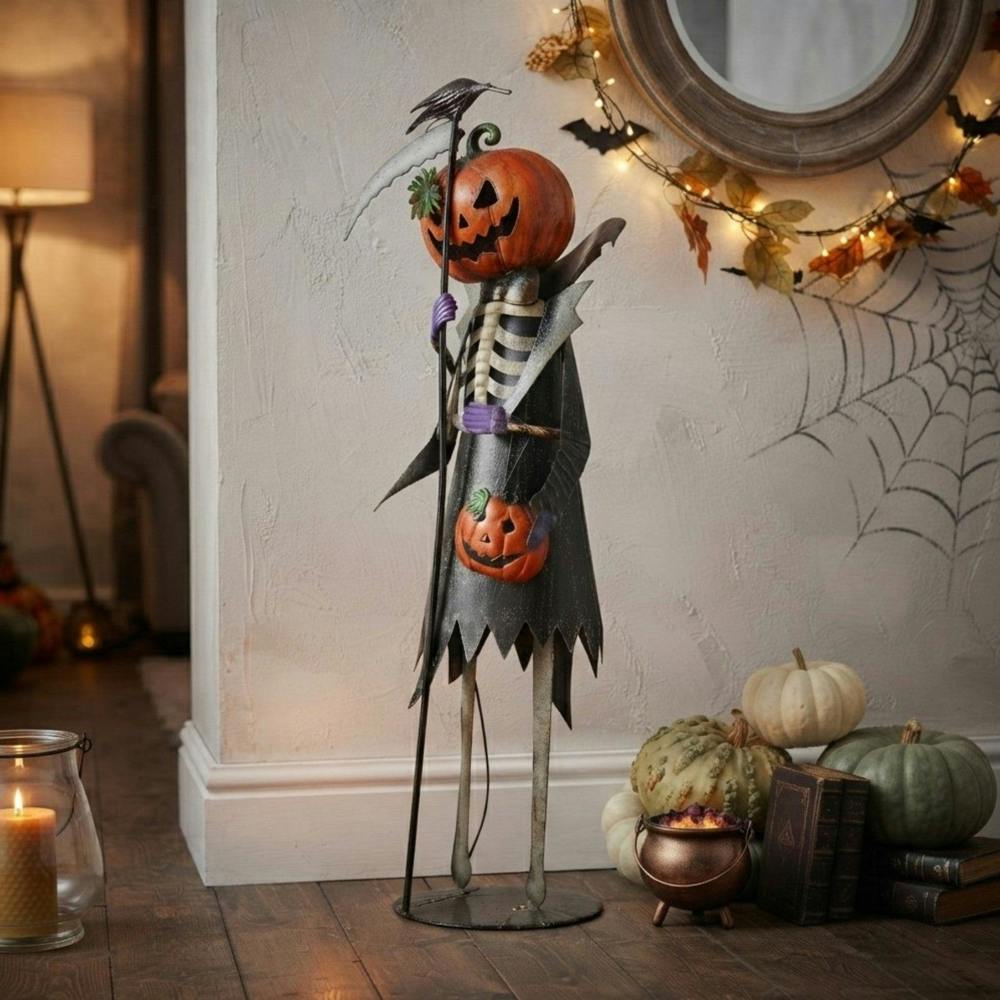 Garden Greatness 3ft Standing Haunted Skeleton Pumpkin Figure