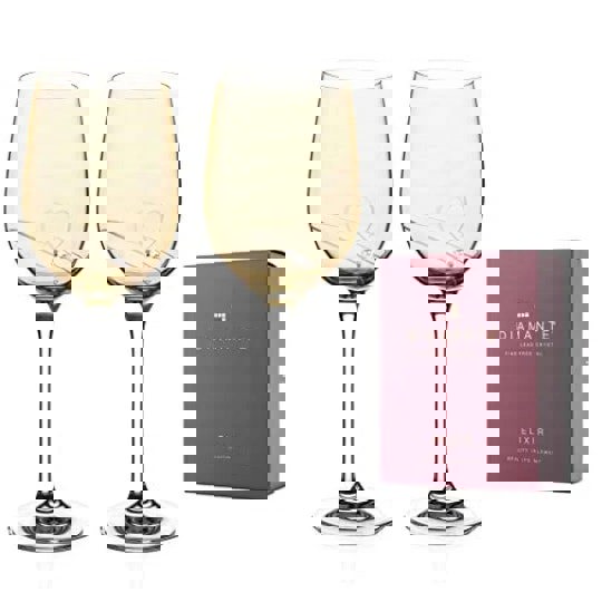 Diamante Gold Lustre Crystal Wine Glasses 'Romance' - Set of 2