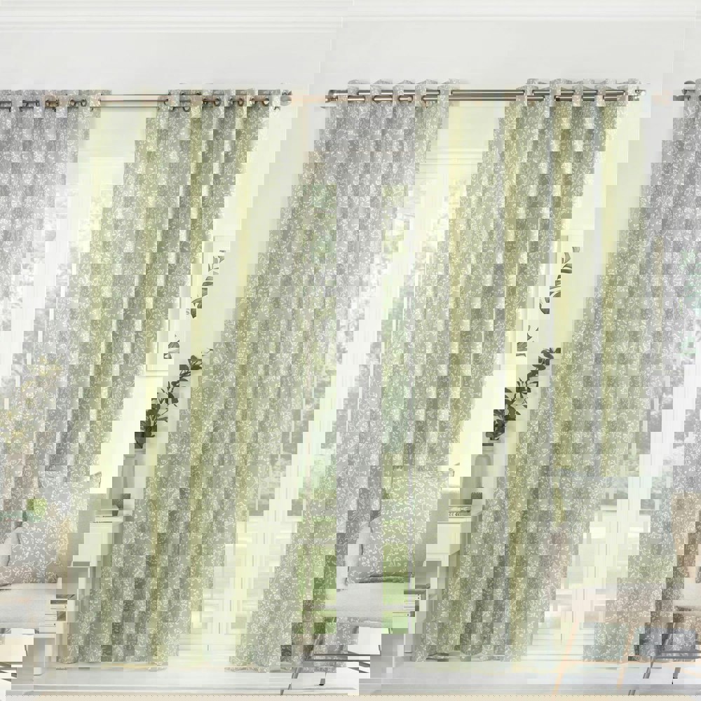 Sundour Sade Green Fully Lined Ready Made Eyelet Curtains
