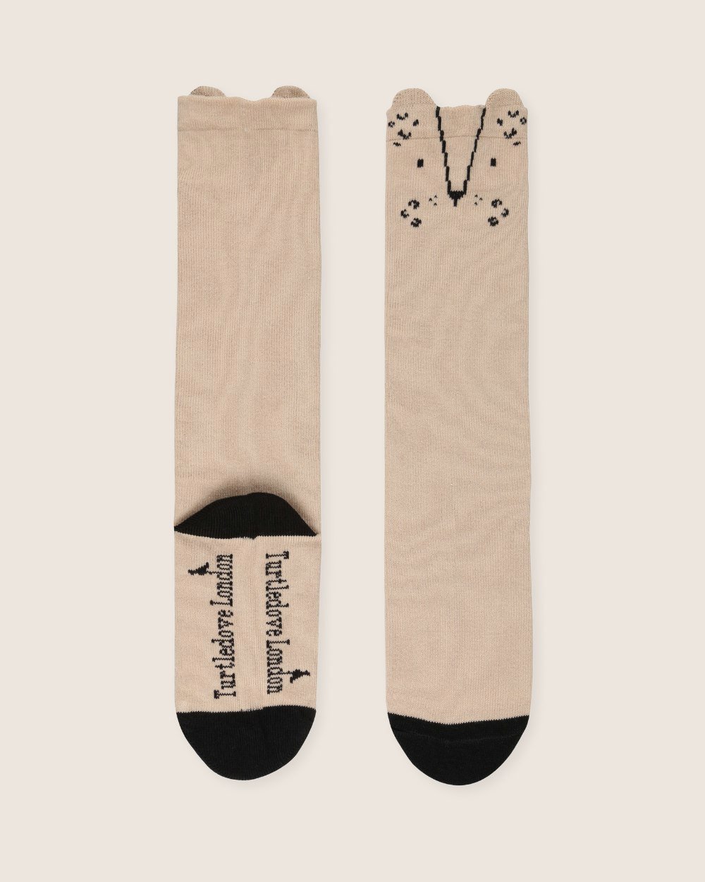 Beige Leopard Applique Knee High Socks - image 1
