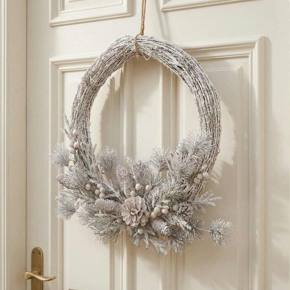 Garden Greatness Rustic Frosted Winter Decorative Wreath