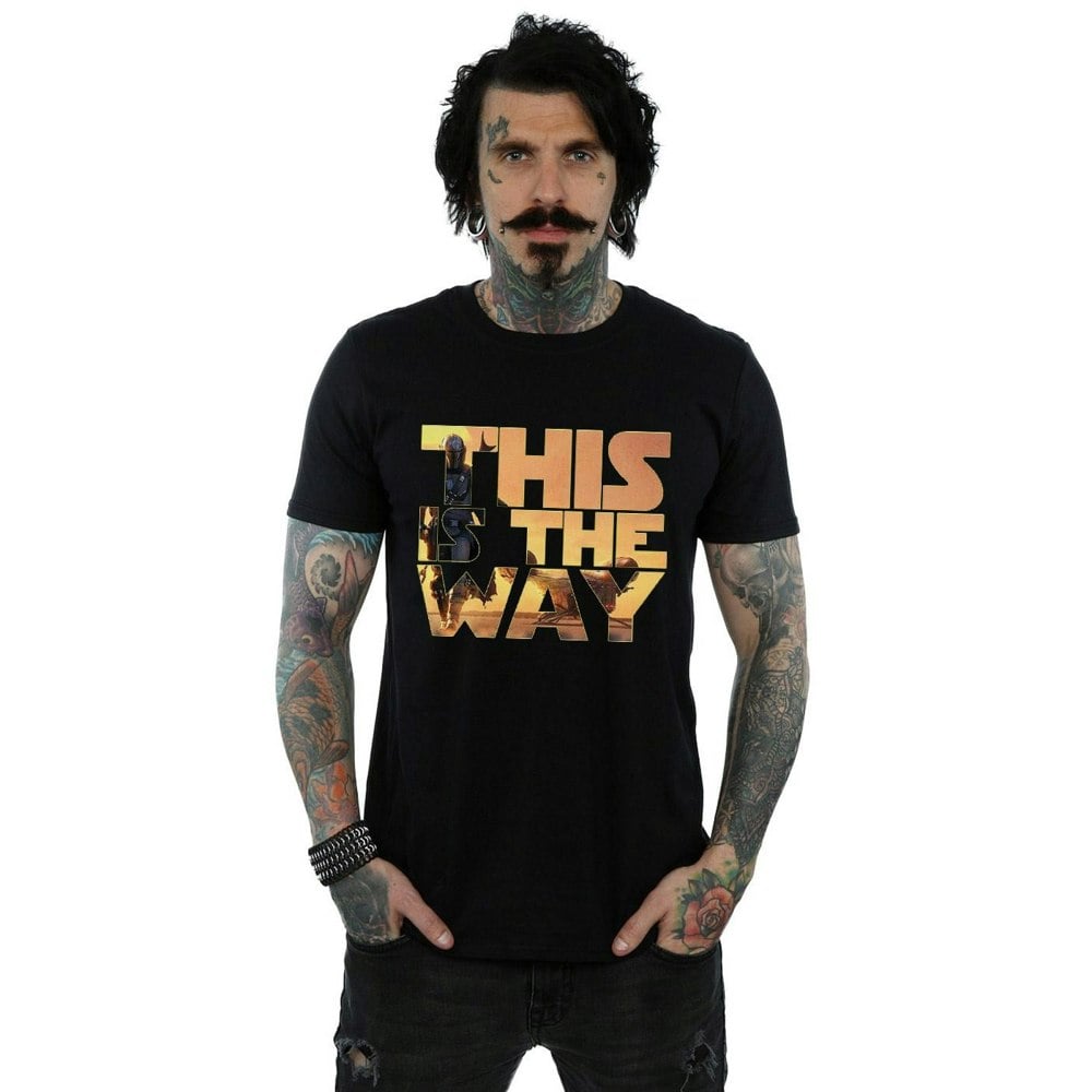Star Wars Mens The Mandalorian The Way Poster Text T-Shirt - Black