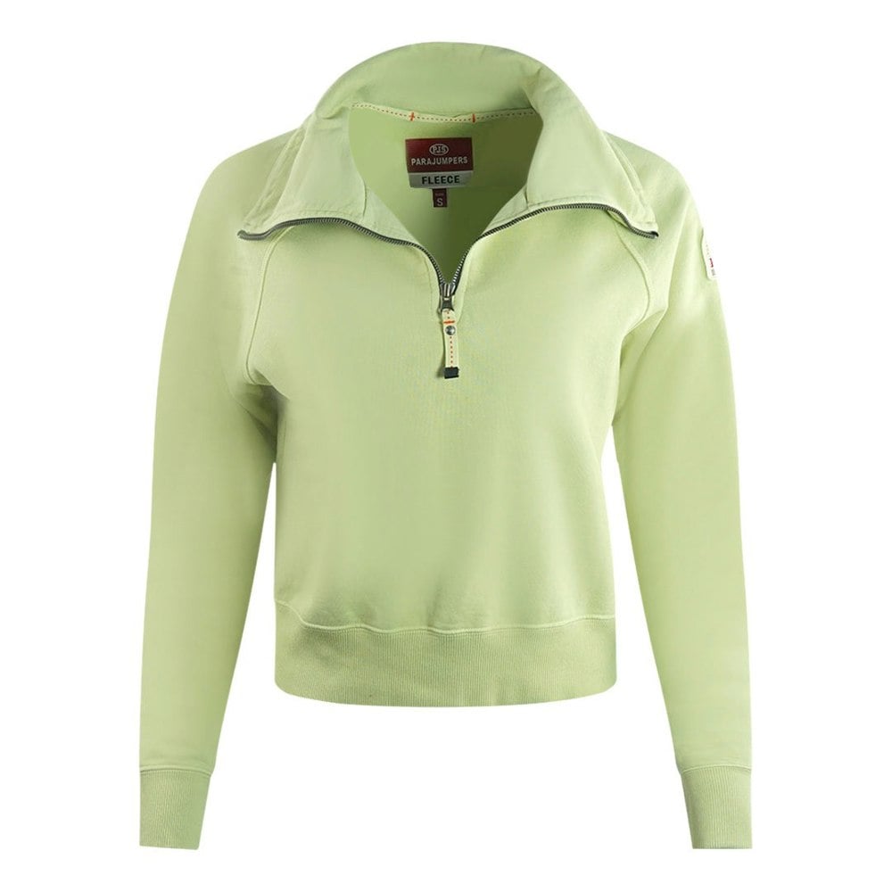 Parajumpers Stand Tisane Green Half-Zip Crop Sweatshirt