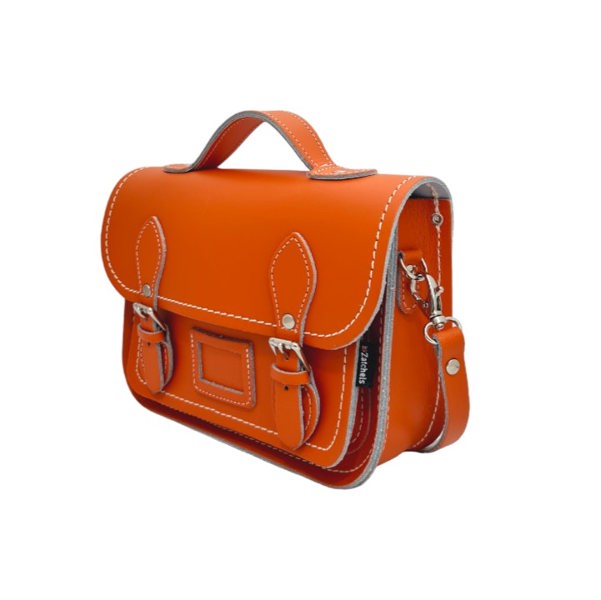 Zatchels Leather Midi Satchel - Orange