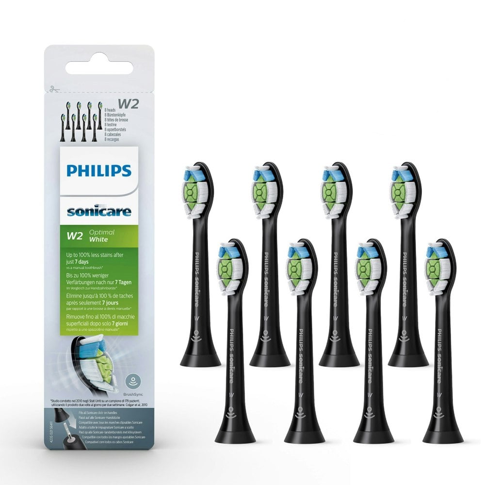 Philips Sonicare W2 HX6068/13 Optimal White Brush Heads 8 pack Black