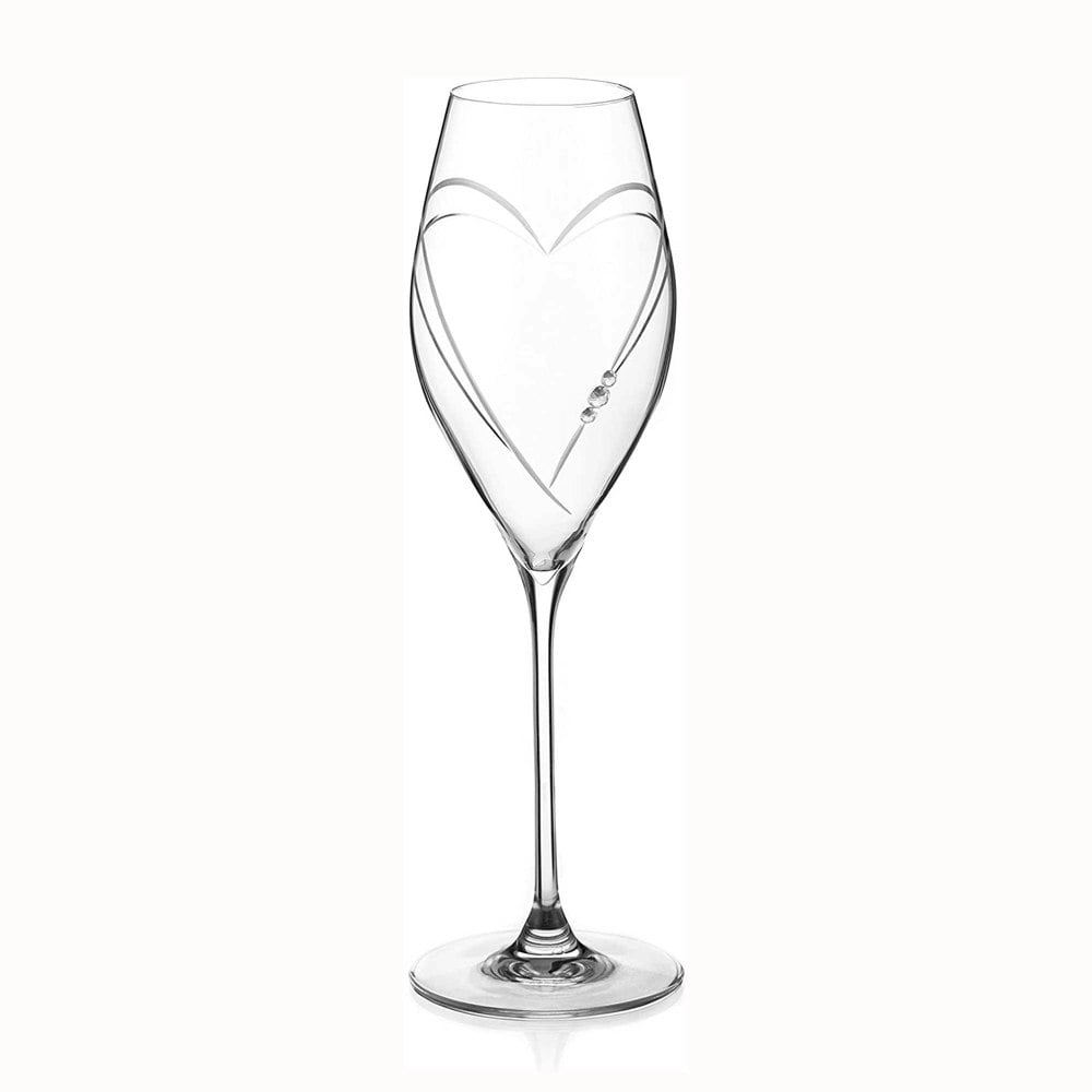 Diamante Hearts Prosecco Glasses with Crystals by Swarovski® - Single Glass