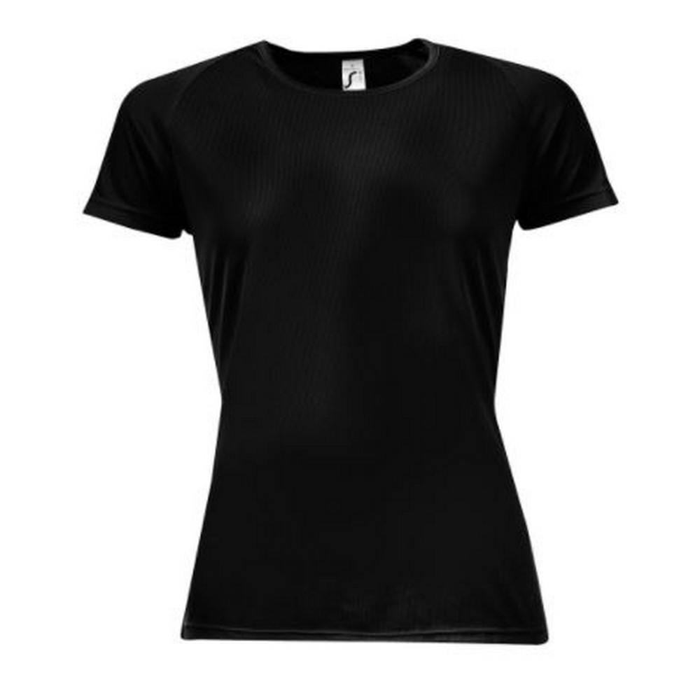 SOLS Womens/Ladies Sporty Short Sleeve T-Shirt - Black - Black - 100% Polyester