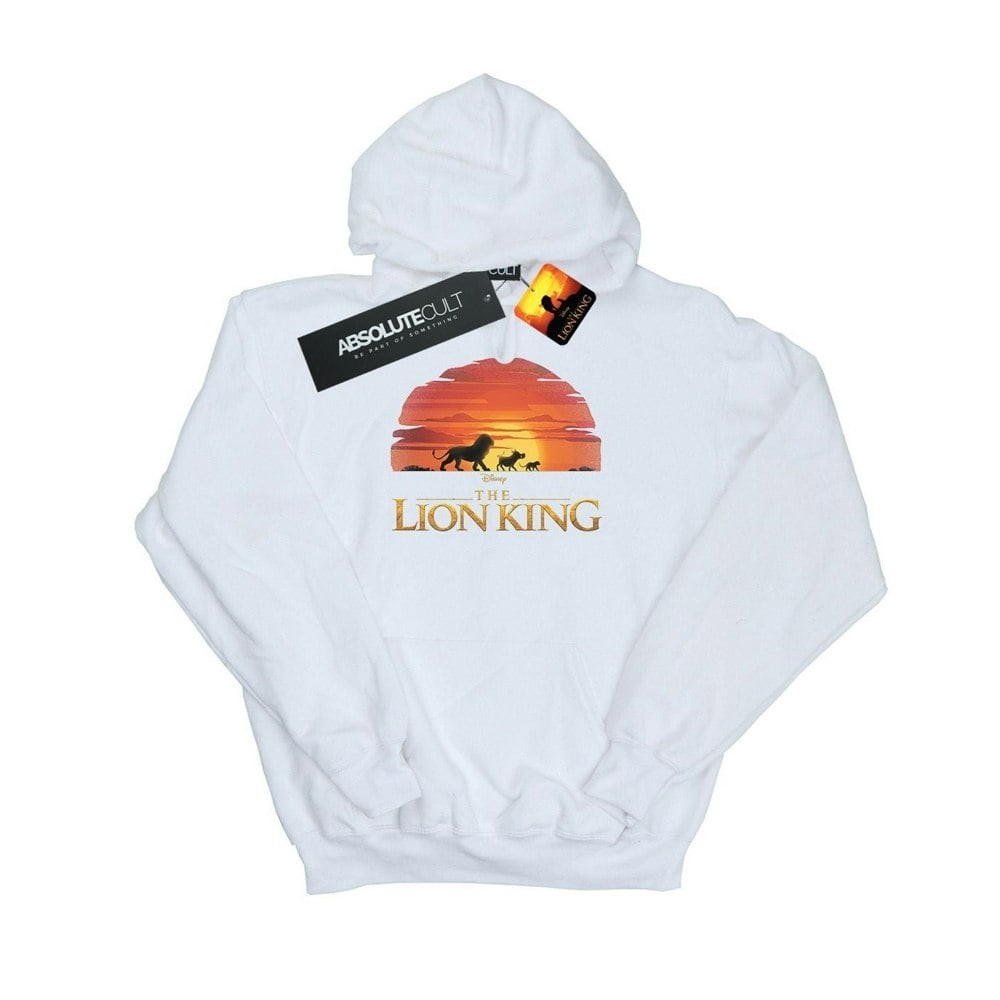 Disney Women's The Lion King Movie Sunset Logo Hoodie - White