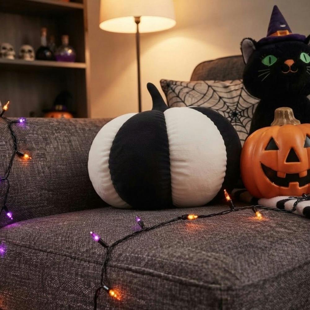 Garden Greatness Halloween Striped Pumpkin Cushion