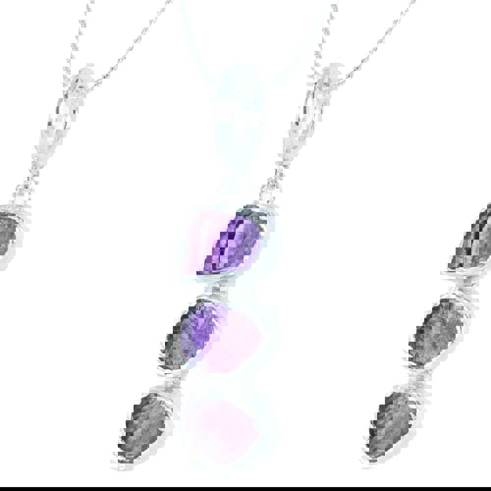 Rough Stone Amethyst Necklace in Sterling Silver - Reeves & Reeves