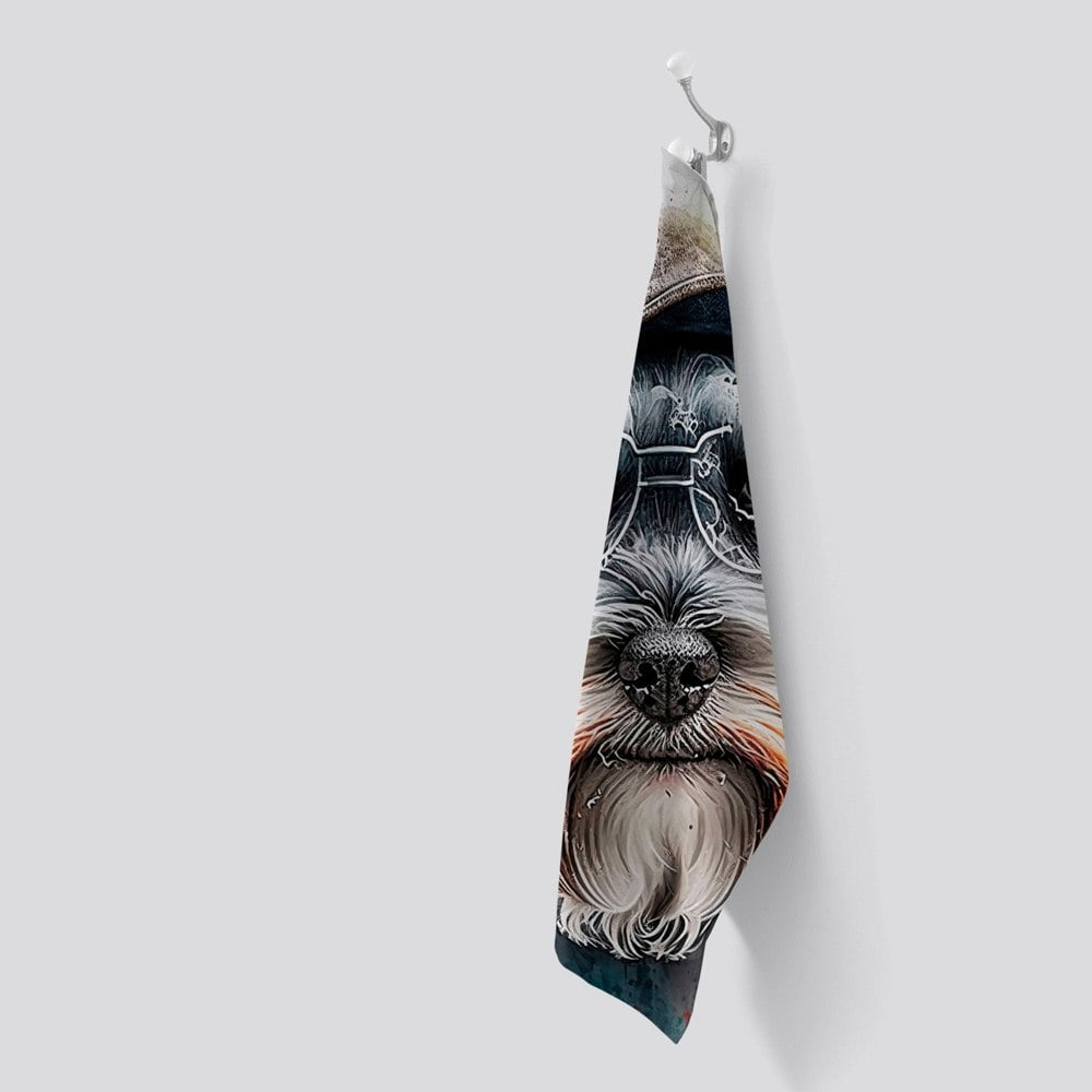 Warren Reed Miniature Schnauzer Dog Splashart Tea Towel