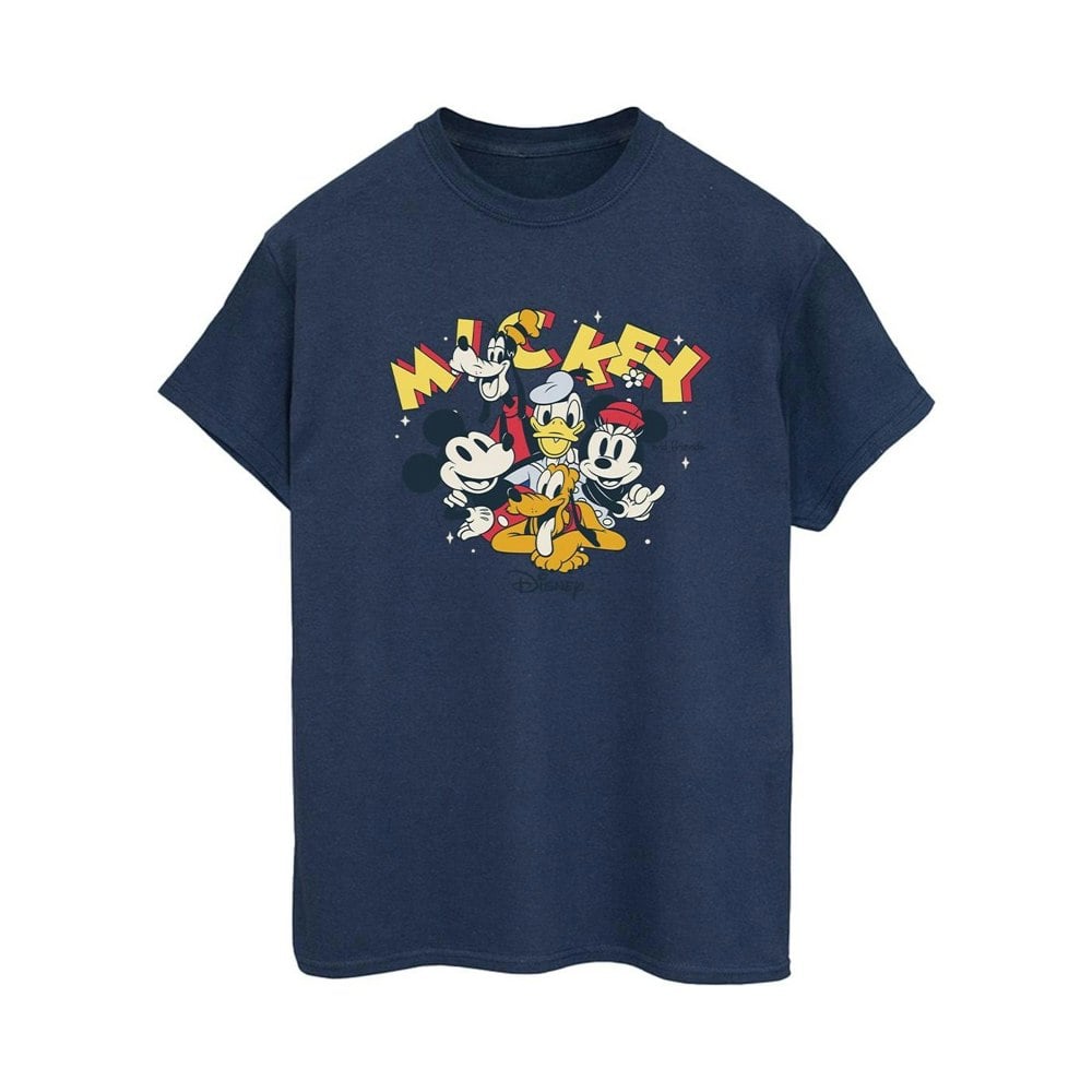 Disney Womens/Ladies Mickey Mouse Group Cotton Boyfriend T-Shirt - Navy Blue