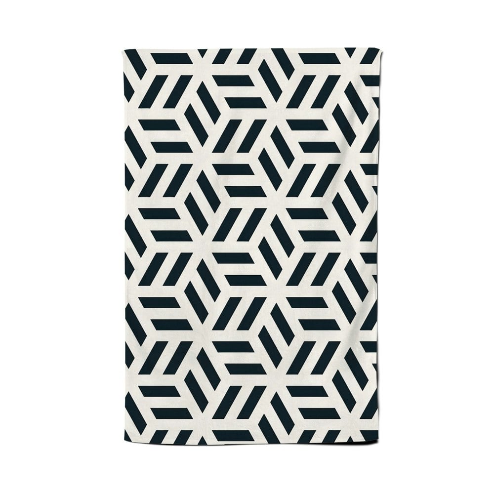 Warren Reed Geometric Monochrome Hexagonal Pattern Tea Towel