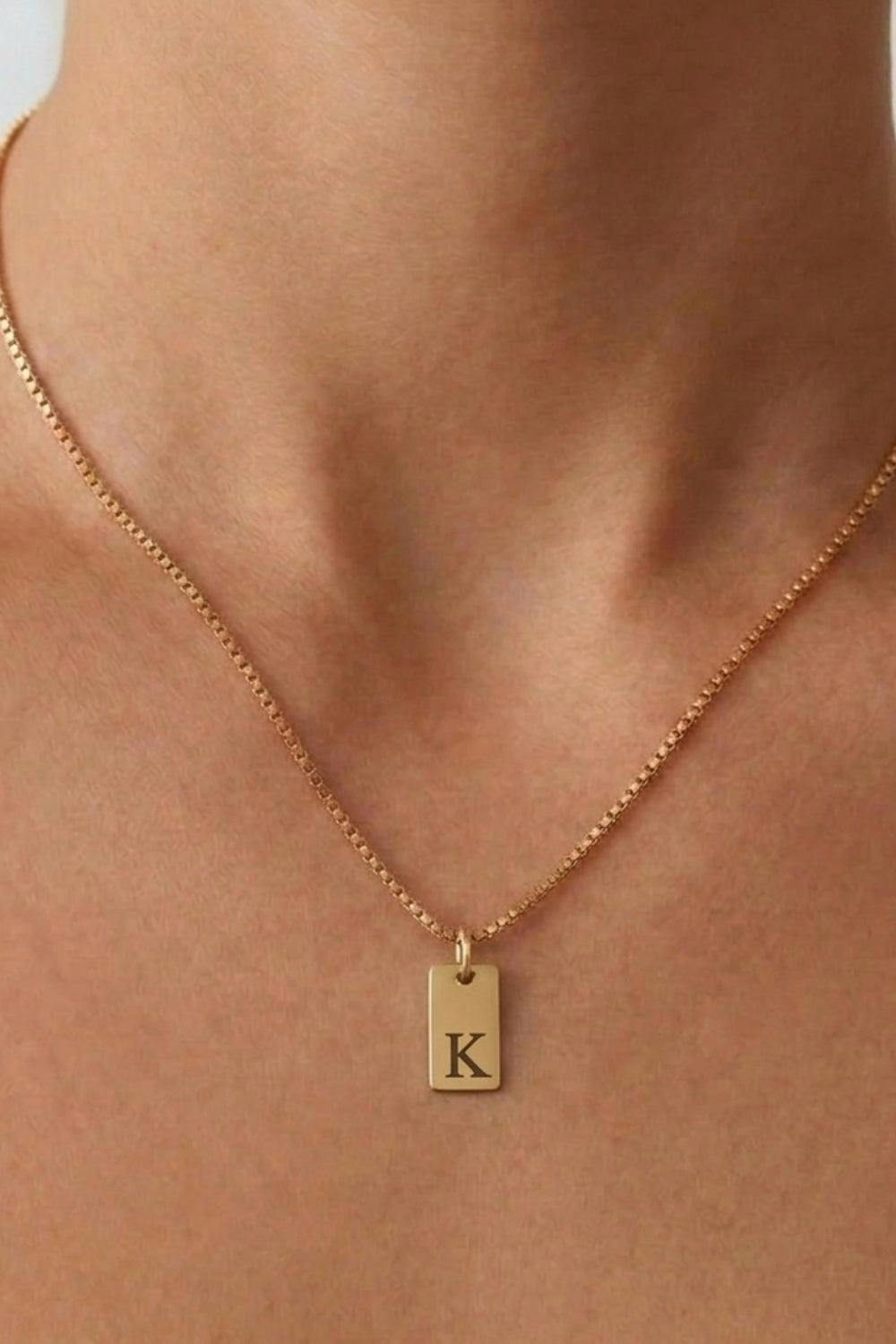 Serla Initial Pendant Gold Plated Necklace Letter K